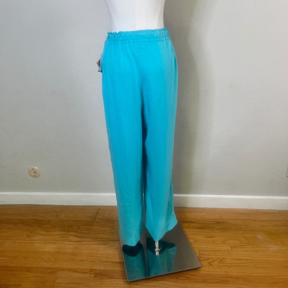 Jams World Pants Solid Rayon Cyan Blue Curacao Womens Size XL New Wide Leg - Picture 4 of 15